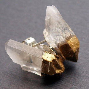 Gold & Raw Quartz Earrings