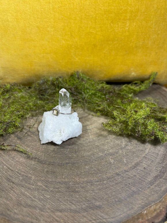 SQUARE CITRINE STERLING SILVER RING