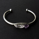 Pyrite, Amethyst, and Quartz Bangle, Gemstone Bracelet