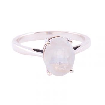 Solitaire Moonstone Sterling Silver Ring