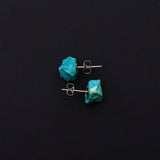 Raw Chrysocolla Chunk Earrings, Rock Stud Earrings, Crystal Earrings