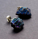 Raw Peacock Ore Chunk Earrings