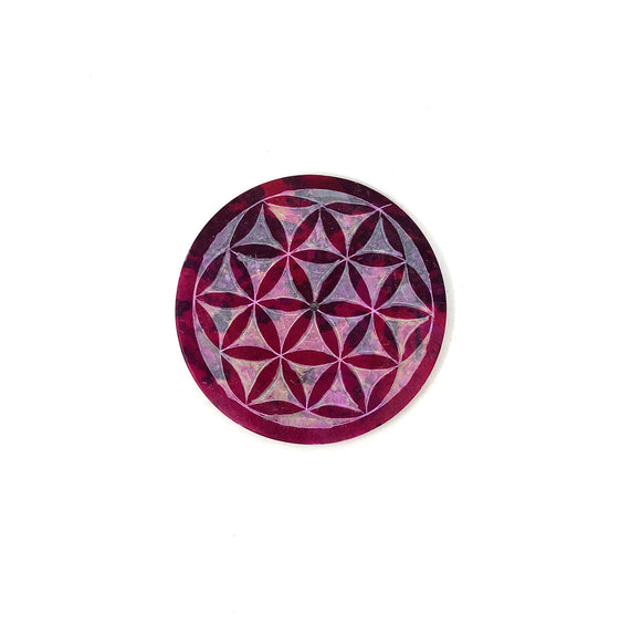 Flower of Life Stone Incense & Cone Burner Round Double Color