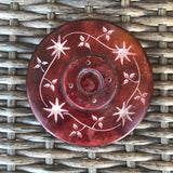 Flower Stone Incense & Cone Burner Round Red