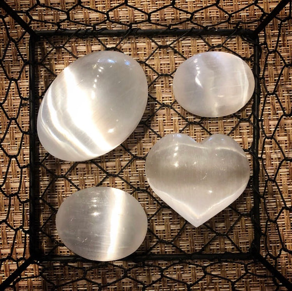 Selenite Palm Stones