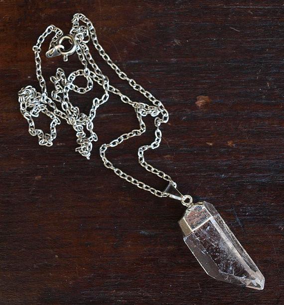 Silver Raw Quartz Necklace