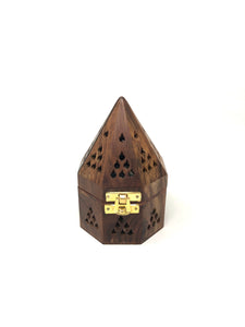 Wooden Temple Charcoal  Cone Burner