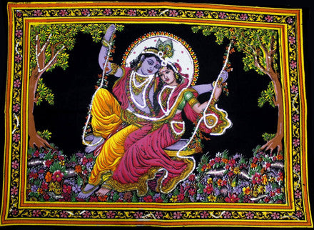 Tapestry Hand Painted Radha Krishna